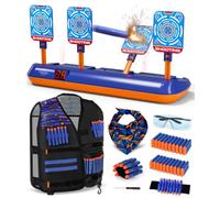 Lehoo Castle Diana Electrónica Compatible con Nerf, Juguetes Niños 3+ | 4 Objetivos, Reinicio Automático, Pantalla LCD, 60 Dardos Chaleco Táctico, Regalos Niño 3 Años, Juego de Tiro al Blanco Niños
