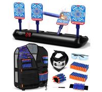 Lehoo Castle Diana Electrónica Compatible con Nerf, Juguetes Niños 3+ | 4 Objetivos, Reinicio Automático, Pantalla LCD, 60 Dardos Chaleco Táctico, Regalos Niño 3 Años, Juego de Tiro al Blanco Niños