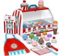 Lehoo Castle Heladeria Juguete, Cocinita Infantil, Comida de Juguete, Utensilios Cocina Juguete, Regalo para Niños y Niñas de 3 Anos y Más(Rojo)
