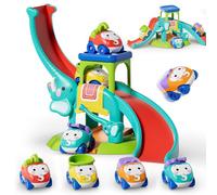 Lehoo Castle Juguete para niños a partir de 1 año, juguete Montessori 2 años, juguete para coche con estacionamiento y tobogán, juguete educativo regalo para niños de 1 a 3 años (elefante)