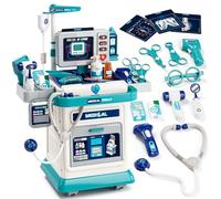 Lehoo Castle Maletin Medico Juguete, Kit Medico Infantil, Kit Doctora con Carrito, Regalos para Medicos con Luces y Sonido, Juguetes Niños 3 Años(Azul)