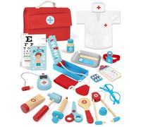 Lehoo Castle Maletin Medicos Juguete de Madera, Juguetes Niños 3 Años, Kit Medico Infantil, Doctora Juguetes, Regalos Niña 5 Años(Azul)