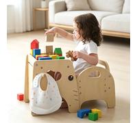 Lehoo Castle Montessori - Juego de mesa y silla de destete para niños de 1 a 3 años, altura ajustable, muebles de actividad de madera para bebés, para autoalimentación, dibujo, aprendizaje y juego