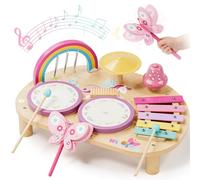 Lehoo Castle Montessori Juguetes 1-3 Niños, Bebe Tambor Bateria Infantil, 9 IN 1 Instrumentos Musicales Brinquedos Juguetes de Mader Regalo Brinquedos Niño Niña 2 3 4 5 Años (Unicornio)