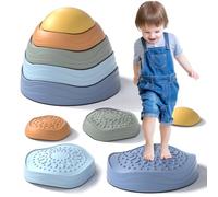 Lehoo Castle Piedras de Equilibrio para Niños,6 pcs Antideslizante Piedras de Paso para Niños, Juego de Equilibrio Exterior, Desarrollo Sensorial y Coordinación, Curso de Obstáculos