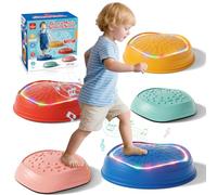 Lehoo Castle Piedras Equilibrio Niños con Luces y Música, Stapelstein Tabla de Equilibrio para Niños, Antideslizante Juguetes para Jardín, Juguetes de Exterior