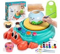Lehoo Castle Rueda de alfarería para niños, artes y manualidades de alfarería completas para niños de 8 a 12 años con kit de pintura de arcilla que se seca al aire, herramientas de escultura