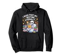 Leí más allá de mi hora de dormir, eternamente divertido, amante de los libros de esqueletos Sudadera con Capucha