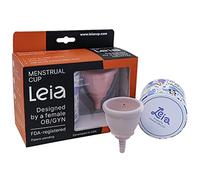 Leia Copa menstrual suave con funda de transporte de metal, diseño OB/GYN, cuello uterino bajo, borde firme, soporte muscular, tazas para adolescentes, compactas, para principiantes, sin BPA (pequeño)