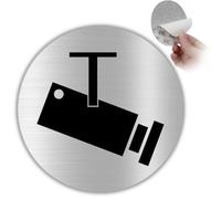 LEIASA | Cartel adhesivo para áreas de videovigilancia - Diámetro Ø 100 mm - Grosor 0,8 mm - Aluminio - Cartel para áreas de videovigilancia - para cámaras de seguridad