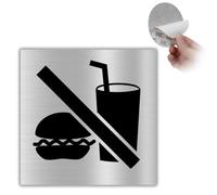 LEIASA Cartel autoadhesivo de prohibición de alimentos y bebidas, 10 x 10 cm, 0,8 mm de grosor, aluminio, sin alimentos, señal de prohibición de alimentos y bebidas, 3 M (cartel de prohibición de