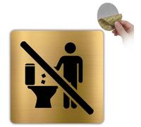 LEIASA | Cartel No Tirar al WC - 10x10 cm - Aluminio - Papel Inodoro Dorado