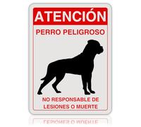 LEIASA Cartel Perro Peligroso - 21x28 cm - Aluminio Reflectante - Grosor 0,8 mm - Letrero Cuidado Perros - Resistente Exterior - Impresión UV - Señal Cuidado con Perro - Placa para Perros