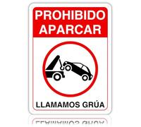 LEIASA Cartel Prohibido Aparcar - 21x28 cm - Aluminio Reflectante - Grosor 0.8 mm - Resistente Exterior - Impresión UV - Señal Prohibido Aparcar - Llamamos Grúa - Metal Duradero