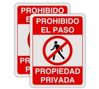 LEIASA | Cartel Prohibido el Paso - 21x28 cm - Aluminio - Propiedad Privada | Señal Disuasión Reflectante, Placa Adhesiva Acceso Restringido, Rótulo Finca Particular, Aviso No Pasar, Pack 2 Unidades