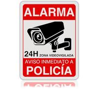 LEIASA | Cartel Videovigilancia - 21x28 cm - Reflectante - Fabricado Aluminio - Grosor 0.8 mm - Zona Videovigilada - Entrada Vigilada - Señal Alarma Disuasoria - Cartel Aviso Policia