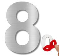 LEIASA | Número Adhesivo - 100 mm - Acero Inoxidable 304 - Nº 8 - Número Hotel - Enumeración Apartamento Puertas - Número Casa Dirección - Exterior e Interior - Gris 8 (8, 100mm)