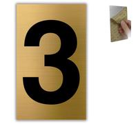 LEIASA | Número de Casa - 6x10 cm - Aluminio - Placa Numeración Portal - Numero para Buzón - Cifra Puerta Hotel - Cartel Dirección - Señal Número Edificio - Grosor 0.8 mm - Dorado (3, 100mm)