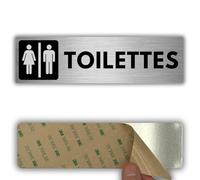 LEIASA | Panel adhesivo para inodoros para hombres y mujeres, 5 x 18 cm, grosor 0,8 mm, aluminio, sanitarios para hombres y mujeres, panel de servicios compartidos, señal de inodoro unisex - adhesivo