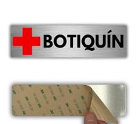 LEIASA | Señal Adhesiva Botiquín - 5x18 cm - Grosor 0.8 mm - Aluminio - Rótulo de Primeros Auxilios - Cartel Adhesivo 3M - Indicador de Botiquín