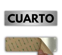 LEIASA | Señal Adhesiva Cuarto - 5x18 cm - Grosor 0.8 mm - Aluminio - Número 4 - Cartel Adhesivo 3M - Identificación de Pisos Cuarto