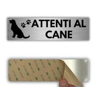 LEIASA | Señal adhesiva «Cuidado con el perro» - 5 x 18 cm - Grosor 0,8 mm - Aluminio - Placa de atención de perro guardián - Señal de precaución de perro - Cartel adhesivo 3M (cartel «Cuidado con el