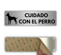 LEIASA | Señal Adhesiva Cuidado con el Perro - 5x18 cm - Grosor 0.8 mm - Aluminio - Rótulo Atención Perro Guardián - Signo Precaución Perro - Cartel Adhesivo 3M - Advertencia Perro Peligroso