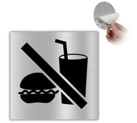 LEIASA | Señal Adhesiva No Comer Ni Beber - 10x10 cm - Grosor 0.8 mm - Aluminio - Cartel Prohibido Comida y Bebida - Rótulo No Alimentos - Cartel Adhesivo 3M (Señal No Comida)