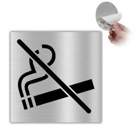 LEIASA | Señal Adhesiva No Fumar - 10x10 cm - Grosor 0.8 mm - Aluminio - Cartel Prohibido Fumar - Rótulo No Smoking - Señal Prohibición Tabaco - Zona Libre de Humo (Señal No Fumar)