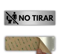 LEIASA | Señal Adhesiva No Tirar - 5x18 cm - Grosor 0.8 mm - Aluminio - Rótulo Prohibido Desechar - Signo No Arrojar - Cartel Adhesivo 3M - Aviso No tirar