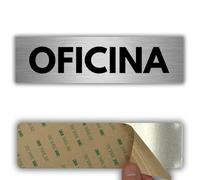 LEIASA | Señal Adhesiva Oficina - 5x18 cm - Grosor 0.8 mm - Aluminio - Rótulo Área de Trabajo - Signo Oficina Administrativa - Cartel Adhesivo 3M - Zona de Oficina