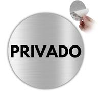 LEIASA | Señal Adhesiva Privado - Diámetro Ø 100 mm - Grosor 0.8 mm - Aluminio - Rótulo de Zona Privada - Signo Espacio Privado - Cartel Adhesivo 3M Área Restringida - Señal Privado