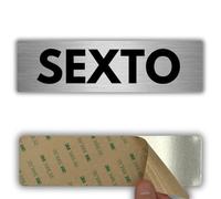LEIASA | Señal Adhesiva Sexto - 5x18 cm - Grosor 0.8 mm - Aluminio - Número 6 - Cartel Adhesivo 3M - Identificación de Pisos Sexto