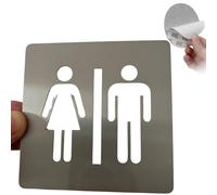 LEIASA | Señal Adhesiva WC Hombre Mujer - Grosor 0.8 mm - 10x10 cm - Acero inoxidable Señalización De Baños - Señal Aseos - Signo Baño - Cartel adhesivo WC Hombre (Señal Baño Hombre Mujer)