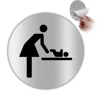LEIASA | Señal adhesiva WC Mamá Bebé - Grosor 0,6 mm - Diámetro Ø 100 mm - Aluminio Señalización Baños - Señal Aseos Bebé - Señal Baño - Señal Baño - Cartel Adhesivo 3M (Cartel Baño Mamá)