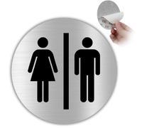 LEIASA | Señal Adhesiva WC Mujer & Hombre - Grosor 0.6 mm - Diámetro Ø 100 mm - Aluminio Señalización De Baños - Señal Aseos - Signo Baño - Cartel adhesivo WC Mujer & Hombre