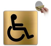 LEIASA | Señal Baño Discapacidad - 10x10 cm - Aluminio - Placa Aseo Minusválidos - Cartel Adhesivo Servicios Adaptados - Indicador WC Accesible - Rótulo Robusto - Grosor 0.8mm - (Baño Discapacidad)