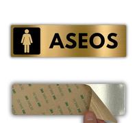 LEIASA | Señal Baño Mujer - 5x18 cm - Aluminio - Cartel Aseo Femenino - Rótulo Servicios Mujeres - Placa Adhesiva 3M - Letrero Lavabo Señoras - Señalización Baño - Grosor 0.8 mm - (Baño Mujer)