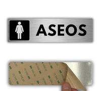 LEIASA | Señal Baño Mujer - 5x18 cm - Grosor 0.8 mm - Aluminio - Rótulo de Baño Femenino - Signo Servicios - Cartel Aseo Femenino - Lavabos Mujer