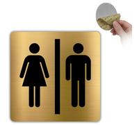 LEIASA | Señal Baño Unisex - 10x10 cm - Aluminio - Placa Aseo Mixto - Cartel Adhesivo Cuadrado - Indicador Puerta Servicios Compartidos - Grosor 0.8mm - (Baño Hombre Mujer)
