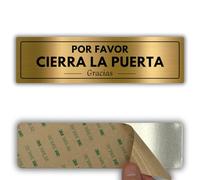 LEIASA | Señal Cierra la Puerta - 5x18 cm - Aluminio - No Dejarla Abierta | Cartel Cierra la Puerta Por Favor, Placa Adhesiva Cierre Obligatorio, Letrero Mantenla Cerrada, Pegatina Aviso Cerrado
