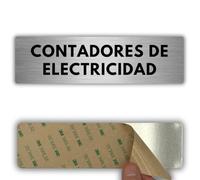LEIASA | Señal Contadores de Electricidad - 5x18 cm - Grosor 0.8 mm - Aluminio - Cartel Cuarto Contadores Eléctricos - Rótulo Contadores de Luz - Placa Adhesiva Puerta - (Contador Electricidad)