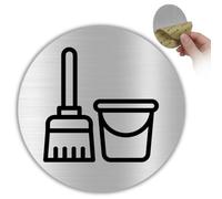 LEIASA | Señal Cuarto Limpieza - 10x10 cm - Aluminio - Placa - Cartel Adhesivo Útiles Limpieza - Indicador Puerta Servicios - Rótulo Plateado - Grosor 0.8mm (Cuarto Limpieza)