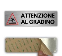 LEIASA | Señal de atención escalón - 5 x 18 cm - Aluminio - Señal de atención escalón - Advertencia peligro caída - Señal de desnivel - Grosor 0,8 mm - (Atención escalonado)