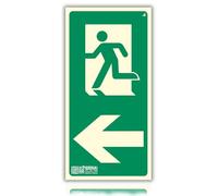 LEIASA | Señal Evacuación Flecha Salida Izquierda Homologada - 16x32 cm - Clase B D≤10m - PVC Luminiscente - Señal Certificada en Sostenibilidad - Fotoluminiscente - Cartel Salida Izquierda Vertical