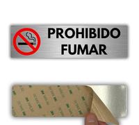 LEIASA | Señal Prohibido Fumar - 5x18cm - Grosor 0.8 mm - Aluminio - Rótulo de No Fumar - Signo Sin Tabaco - Cartel 3M - Señal Prohibido