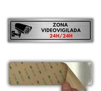 LEIASA | Señal Zona Videovigilada - 5x18 cm - Aluminio - Videocontrol CCTV | Cartel Videovigilancia, Placa Cámaras Grabando, Rótulo Aviso Grabación, Adhesivo Circuito Cerrado, Pegatina Antirrobo