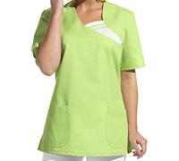Leiber 08/1255 Blusa de uniforme, media manga, para mujer, con inserción en color de contraste, verde, L