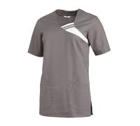 Leiber 08/1255 Blusa de uniforme, media manga, para mujer, con inserción en color de contraste, gris, L
