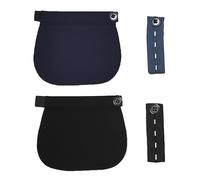 LEIBOCHAO 4 Piezas Extensores de Botones Pantalón Maternidad - Pretina Alargador Ajustable 19.3x16cm + Elástico 9.3x2.5cm Negro/Azul Oscuro - Algodón Elástico para Embarazadas